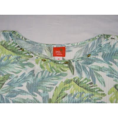 Hearts of Palm Woman 3X Tropical Leaf Print Tunic Top Drawstring Side Accent - Thumbnail 6