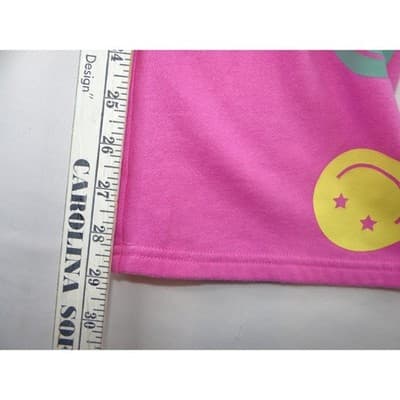 Kids Bright Pink Smiley Face Graphic Sweatpants Flare Leg - Thumbnail 4