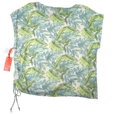 Hearts of Palm Woman 3X Tropical Leaf Print Tunic Top Drawstring Side Accent - Thumbnail 3