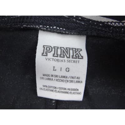 PINK Victoria's Secret Geometric Wave Print Leggings Size L Black White - Thumbnail 2