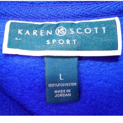 Karen Scott Sport Royal Blue Fleece Full Zip Mock Neck Jacket Womens Large - Thumbnail 3