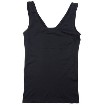 Womens Black V Neck Sleeveless Tank Top Basic Layering Seamless Fit M - Thumbnail 2
