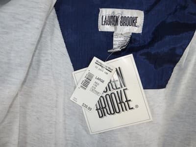VINTAGE NWT Lauren Brooke Quilted Patterned Blue Jacket - Thumbnail 2