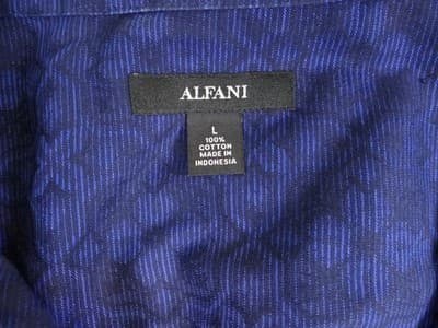 Alfani Men's Long Sleeve Button-Up Shirt Blue Large - Thumbnail 3