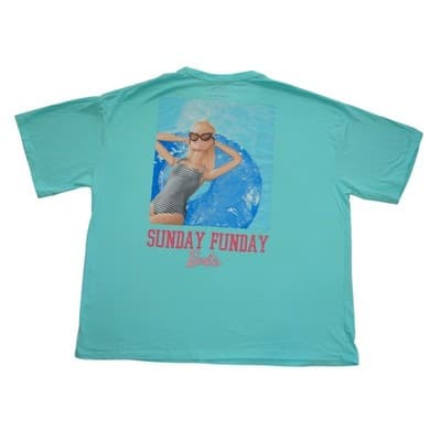 Barbie Sunday Funday Graphic T Shirt Aqua Blue XXL Women's Cotton Tee - Thumbnail 2