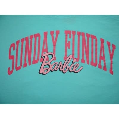 Barbie Sunday Funday Graphic T Shirt Aqua Blue XXL Women's Cotton Tee - Thumbnail 3