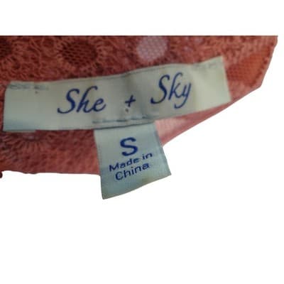 She + Sky Pink Lace Kimono Sleeve Romper Women's Small Festival Beach Cover Up - Thumbnail 3