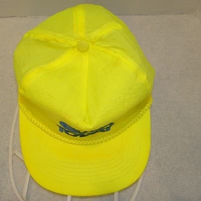 Vintage USA Today Hat Neon Yellow Nylon Rope Snapback Cap 90s Media Promo - Thumbnail 2