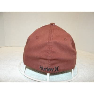 Hurley Flexfit Baseball Cap Hat Burgundy Maroon Embroidered Logo Mens S-M - Thumbnail 4