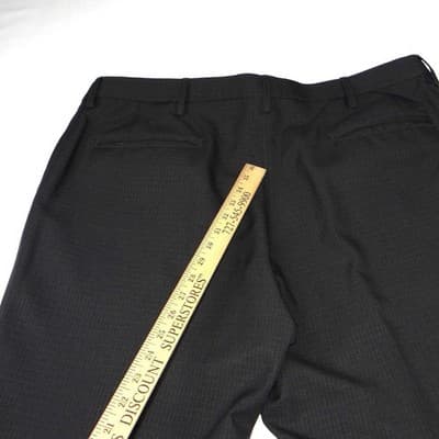 Haggar H26 Mens Dress Pants 38x29 Charcoal Black Micro Check Straight Leg Slacks - Thumbnail 6