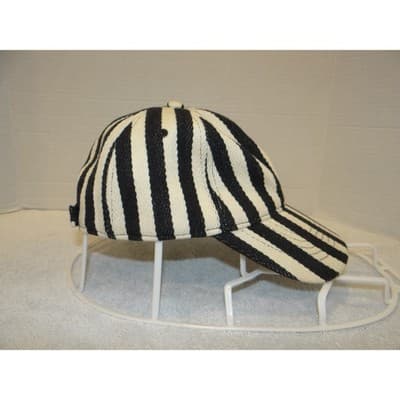 Black and Cream Vertical Striped Denim Baseball Cap Adjustable Strapback Hat - Thumbnail 5