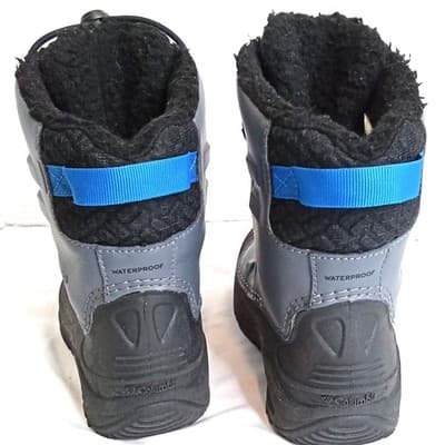 Columbia Kids Waterproof Snow Boots Grey Black Blue Omni-Heat Size 1 - Thumbnail 5