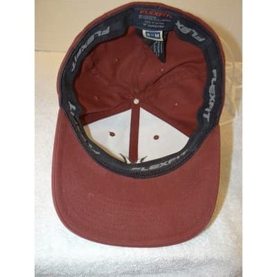 Hurley Flexfit Baseball Cap Hat Burgundy Maroon Embroidered Logo Mens S-M - Thumbnail 6