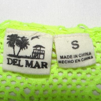 Del Mar Neon Lime Green Crochet Geometric Triangle Swim Cover Up Dress Small - Thumbnail 2