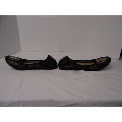 Rialto Black Leather Ballet Flats with Gold Logo Accent Women's Size 6.5 - Thumbnail 4