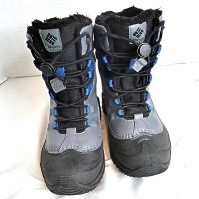 Columbia Kids Waterproof Snow Boots Grey Black Blue Omni-Heat Size 1 - Thumbnail 4