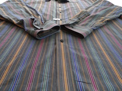Stylish Alan Flusser Men's XL Striped Button-Up Shirt - Thumbnail 3