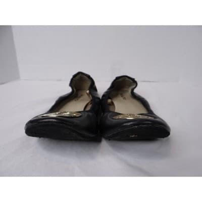 Rialto Black Leather Ballet Flats with Gold Logo Accent Women's Size 6.5 - Thumbnail 6