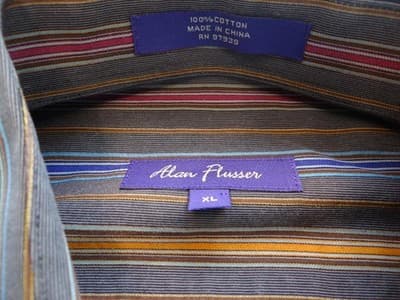 Stylish Alan Flusser Men's XL Striped Button-Up Shirt - Thumbnail 2