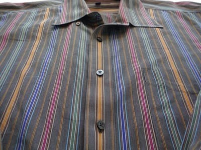 Stylish Alan Flusser Men's XL Striped Button-Up Shirt - Thumbnail 4
