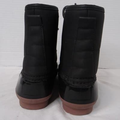 Charlotte Russe Black Lace Up Duck Boots Waterproof Rubber Sole Plaid Lined - Thumbnail 5