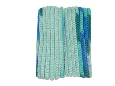 Handmade Crochet Hand Warmer in Blue and Green Tones Lot 2 - Thumbnail 4