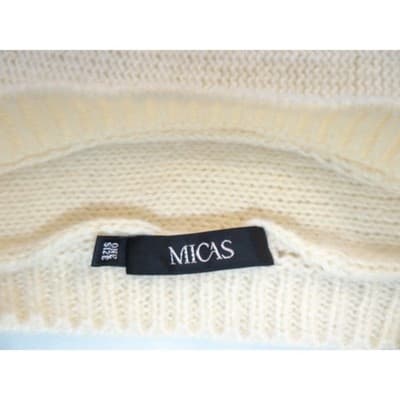 MICAS Cream Cable Knit Diamond Pattern Oversized Poncho Sweater One Size - Thumbnail 2