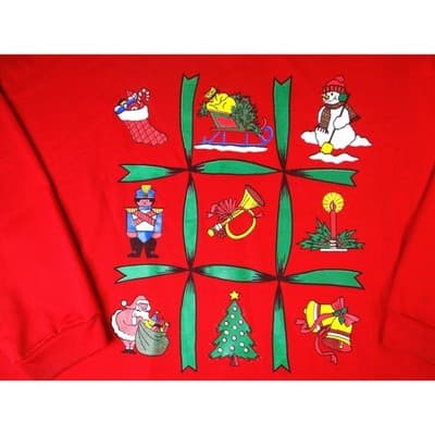 Nucleus Woman Red Christmas Graphic Sweatshirt Santa Nutcracker Snowman Bells - Thumbnail 3