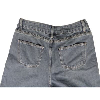 Y2K inspired Extreme Wide Leg Denim Jeans Cropped Raw Hem On Trend - Thumbnail 8