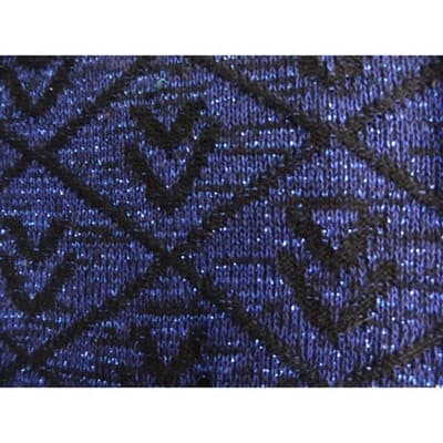 Vintage PRIVATE EYES Sparkle Blue Black Geometric Mock Neck Knit Sweater Women's - Thumbnail 3