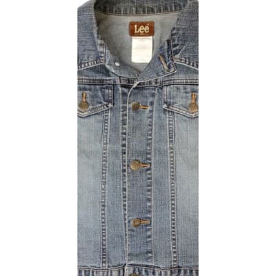 Lee Women's Denim Vest Distressed Raw Hem Blue Size L - Thumbnail 5