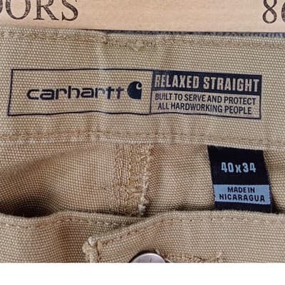 Carhartt Relaxed Straight Fit Work Pants Mens 40x34 Tan Canvas Utility Trousers - Thumbnail 2