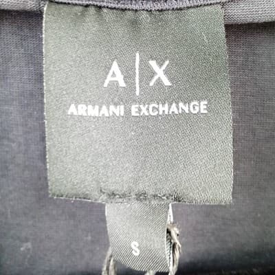 NWT-Armani Exchange Mens Deep Navy Quarter Zip Polo Shirt Size S - Thumbnail 2