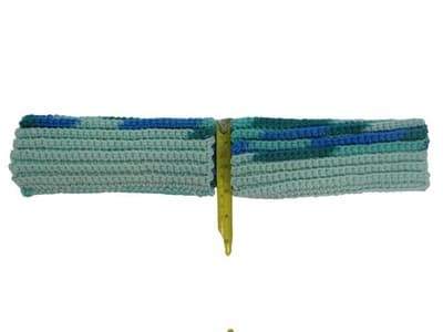 Handmade Crochet Hand Warmer in Blue and Green Tones Lot 2 - Thumbnail 2