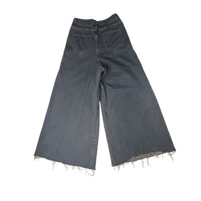 Y2K inspired Extreme Wide Leg Denim Jeans Cropped Raw Hem On Trend - Thumbnail 7