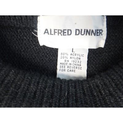 Vintage Alfred Dunner Women's Black White Starbursts Knit Sweater Size L - Thumbnail 3