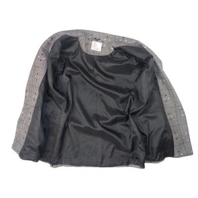 Vintage HBS LTD Trendy Plaid Double Breasted Blazer Jacket Gray Black White - Thumbnail 2