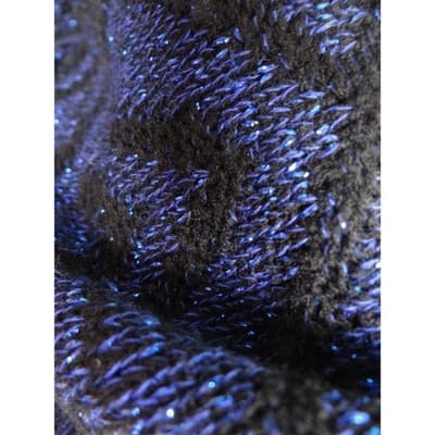 Vintage PRIVATE EYES Sparkle Blue Black Geometric Mock Neck Knit Sweater Women's - Thumbnail 5