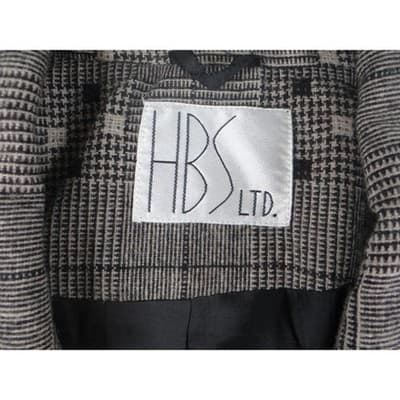 Vintage HBS LTD Trendy Plaid Double Breasted Blazer Jacket Gray Black White - Thumbnail 3