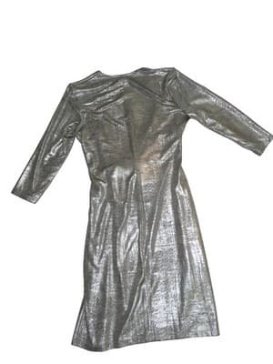 Anne Klein NWOT Silver Metallic Long Sleeve Wrap Dress with Decorative Buckle - Thumbnail 5