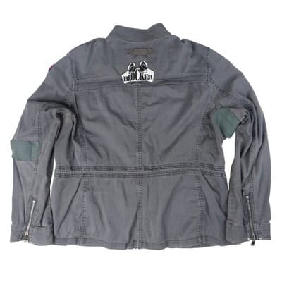 Express Gray Utility Jacket Women's Size L Patches Military Style - Thumbnail 5
