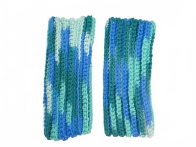 Handmade Crochet Handwarmers in Blue and Green Lot 4 - Thumbnail 6