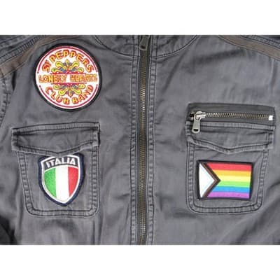 Express Gray Utility Jacket Women's Size L Patches Military Style - Thumbnail 3