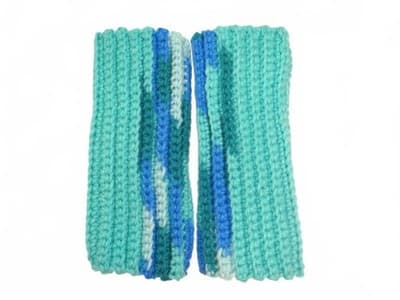 Handmade Crochet Handwarmers in Blue and Green Lot 4 - Thumbnail 5