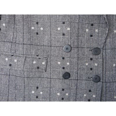 Vintage HBS LTD Trendy Plaid Double Breasted Blazer Jacket Gray Black White - Thumbnail 5