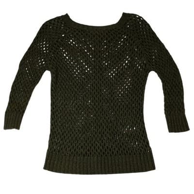 Chic Open Knit Zip Front Cardigan Olive Green Womens Lightweight Layering - Thumbnail 3