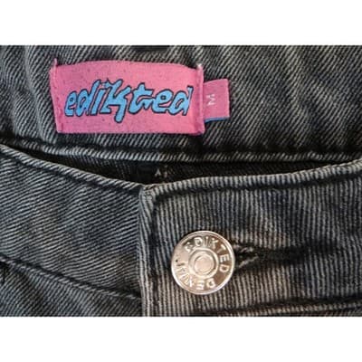 EDIKTED Wide Leg Jeans Charcoal Wash Women's Size M - Thumbnail 2
