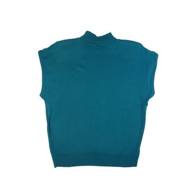Vintage Jaclyn Smith Teal Mock Neck Sleeveless Knit Sweater Vest Top Women's L - Thumbnail 4