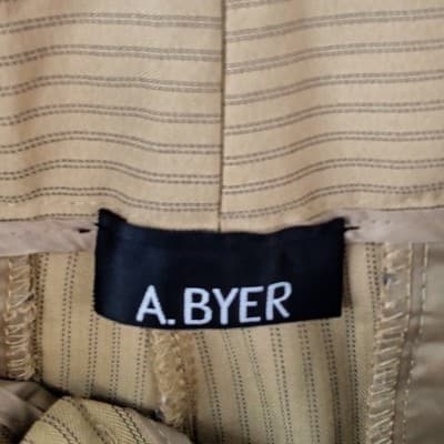 Y2K A. Byer Womens Tan Brown Pinstripe Wide Leg Dress Pants Trouser Size 9 - Thumbnail 2