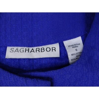 Vintage Beautiful Sag Harbor Blue Textured Open Front Short Sleeve Jacket Sz 12 - Thumbnail 3